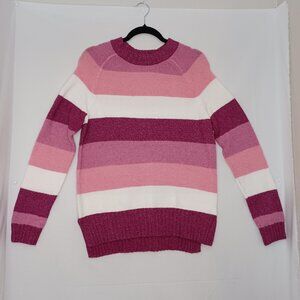 Women's Time & Tru Barbie Pink Striped Soft Sweater Size Small